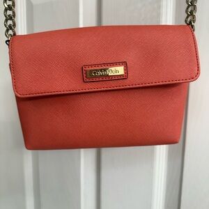 NWT Calvin Klein Hayden Coral Saffiano Leather Crossbody bag